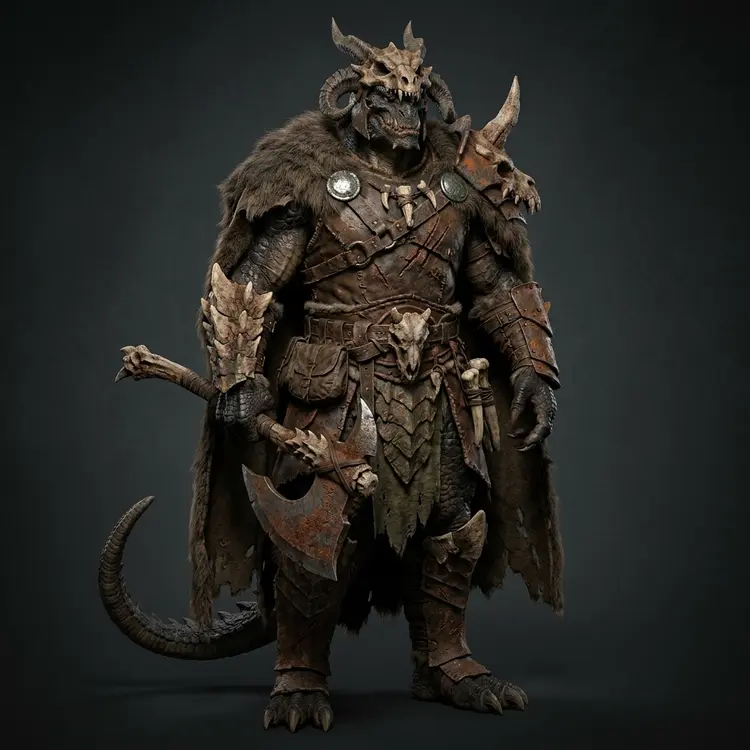 Dragon warrior with tail